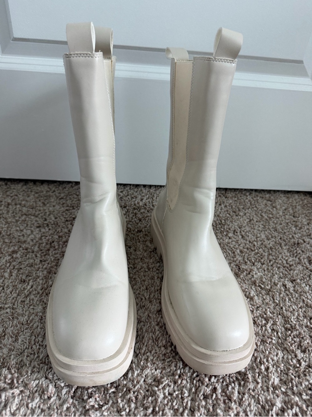Women’s Cream Platform Chelsea Boots